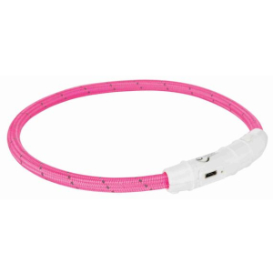 Svítící kroužek USB na krk L-XL 65cm/7mm růžový