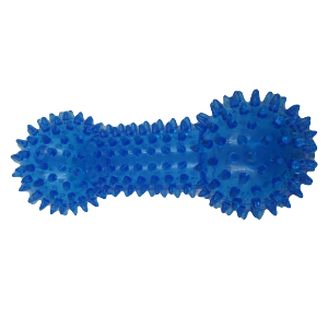 TPR – činka s bodlinami modrá, odolná (gumová) pískací hračka z termoplastické pryže